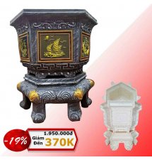 Khuôn Đổ Chậu Kiểng ABS Lục Giác 60 Kèm Chân Đôn Kỷ Họa Tiết Thuyền Buồm