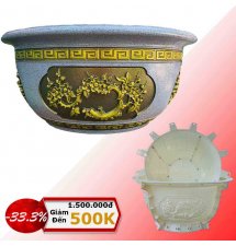 Khuôn Chậu Tròn 60 Việt Nam- Họa Tiết Cành Mai