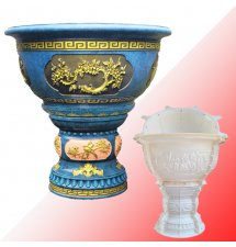 Khuôn Chậu Xi Măng Tròn 86 Kèm Đôn Tròn cao (Đôn 70 Ngọc An)